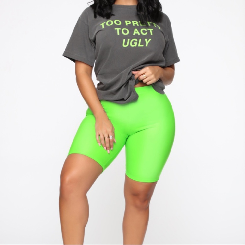 Neon green rider shorts